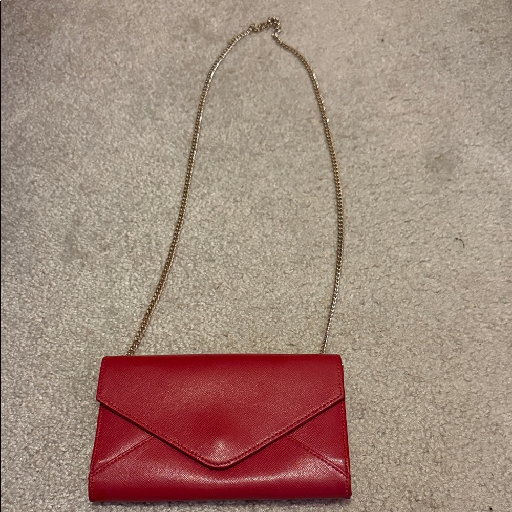 Elegant Red Envelope Clutch with Chain Strap